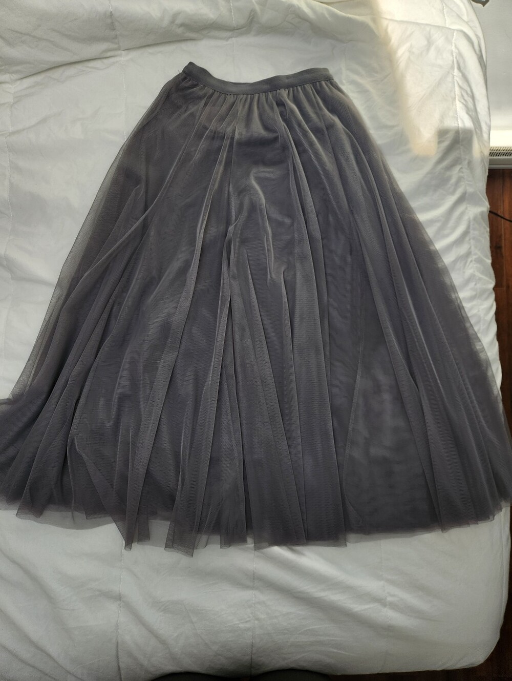 Women's Gray Tulle Midi Skirt